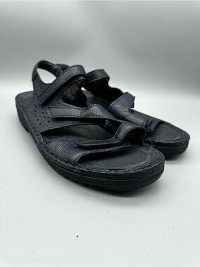 Naot Birgit Navy Blue Leather Adjustable Strap Walking Sandals Size 39
